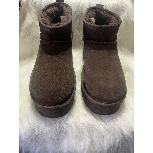 Bearpaw Womens Short Brown Suede Winter Boots With Plush Fleece Lining Size 10 - Picture 2 of 7